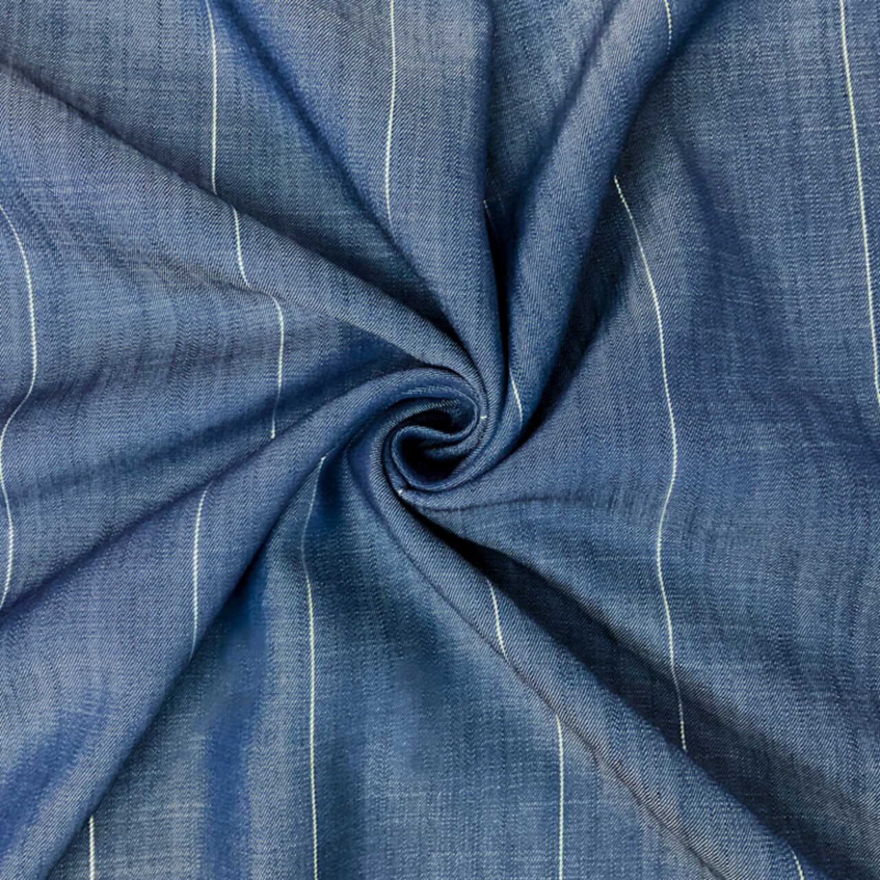 Blue Famous Maker 5 oz. Cotton-Rayon Stripe Twill Chambray Fabric By the Yard